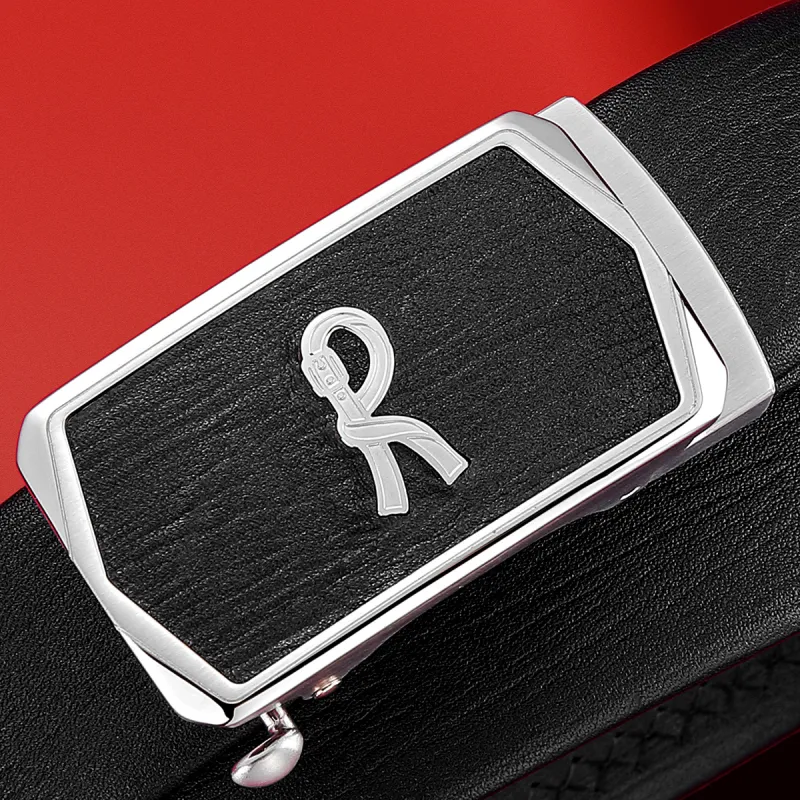 ROBERTA DI CAMERINO Cow Leather Belts Men's Black 3.45CM Writing A Greeting Card And Printing Photos-3