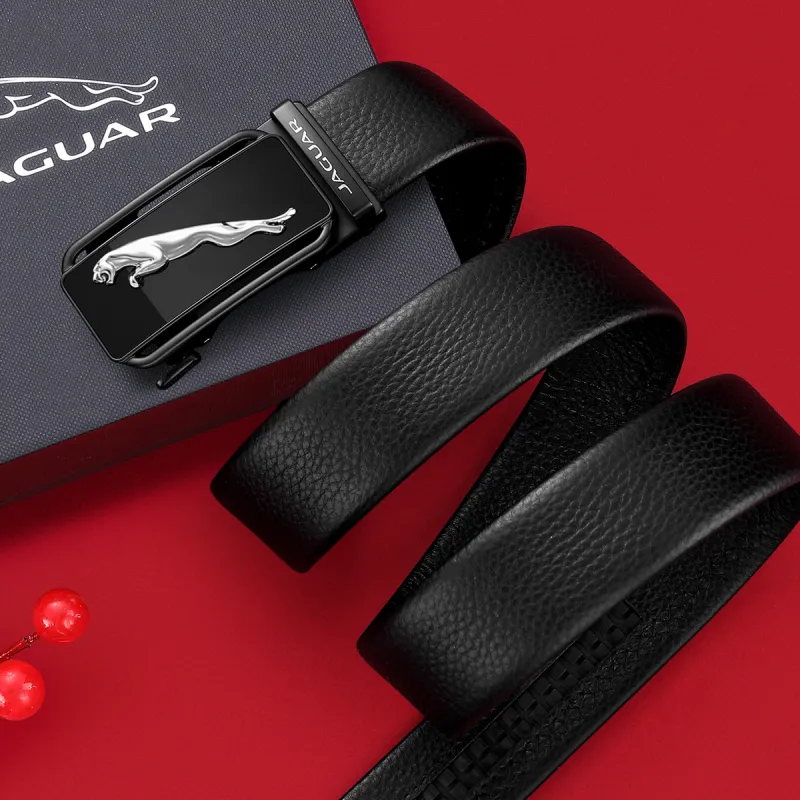 JAGUAR Cow Leather Leather Belts Men's Black Width 35.0mm-4
