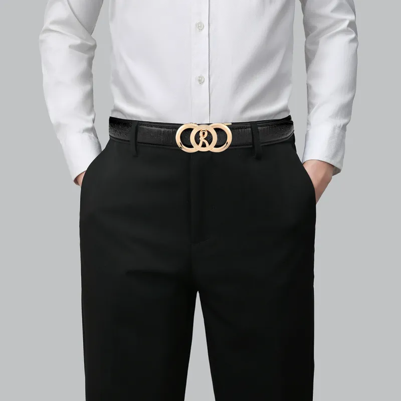 ROBERTA DI CAMERINO Cow Leather Belts Men's Black 3.5CM-2