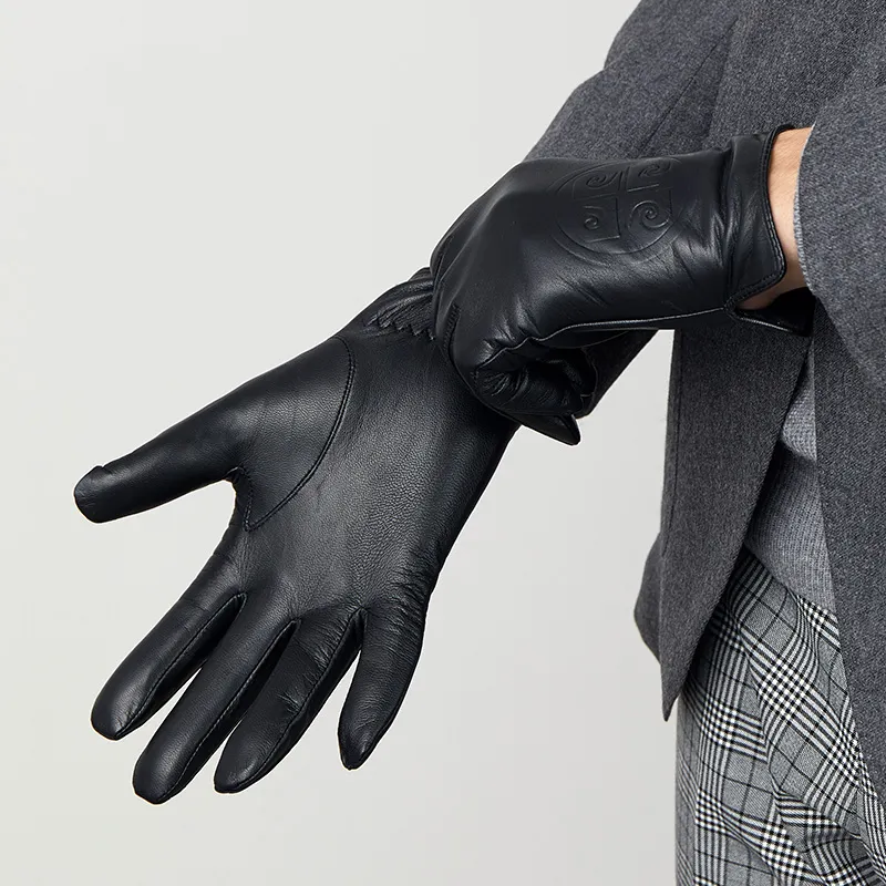 PIERRE CARDIN Goatskin Gloves Men's Black-1