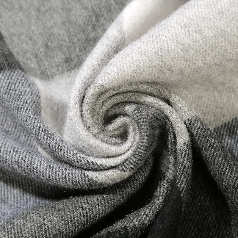 PIERRE CARDIN Wool Knit Scarves Unisex Gray Blue/Black White-6