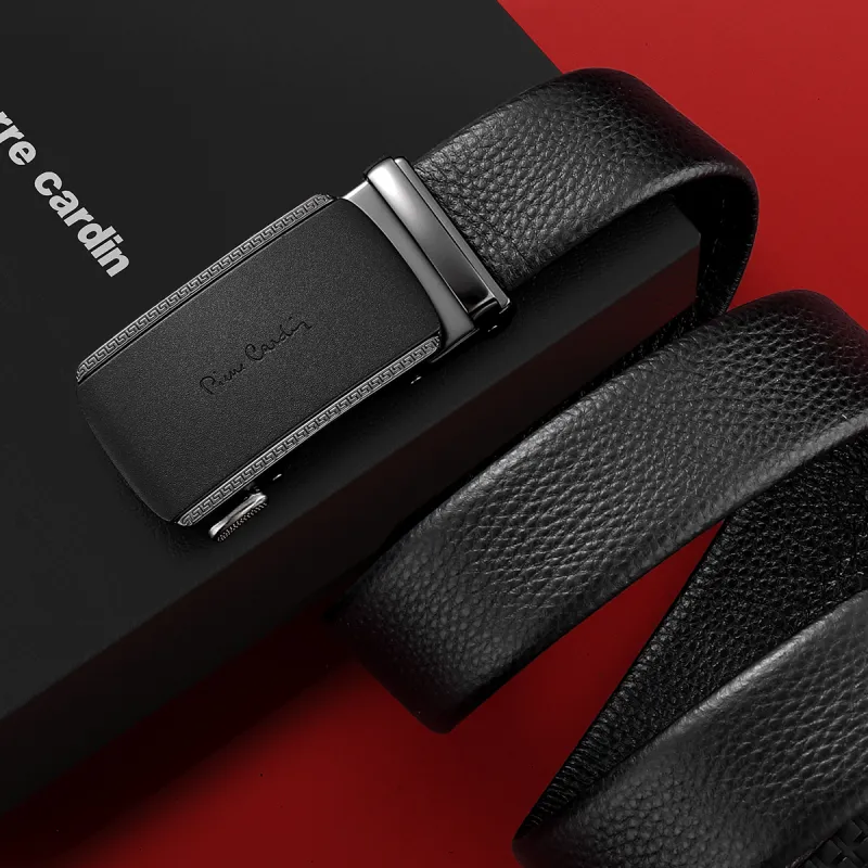 PIERRE CARDIN Top Grain Cow Leather Belts Men's Width  3.45CM Gift Box Set-5