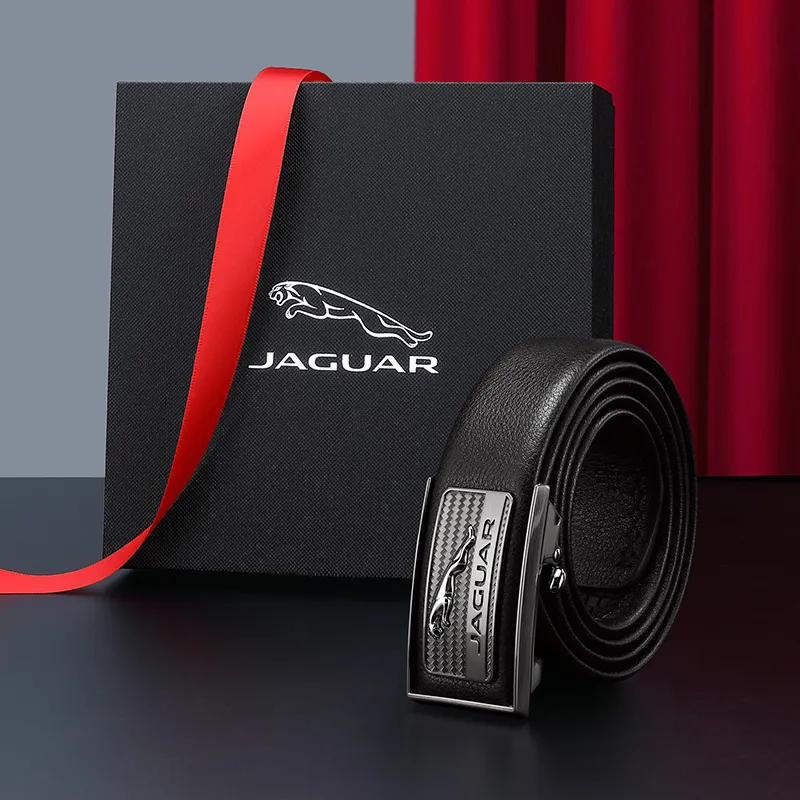 JAGUAR Top Grain Cow Leather Belts Men's Black 3.5cm-1