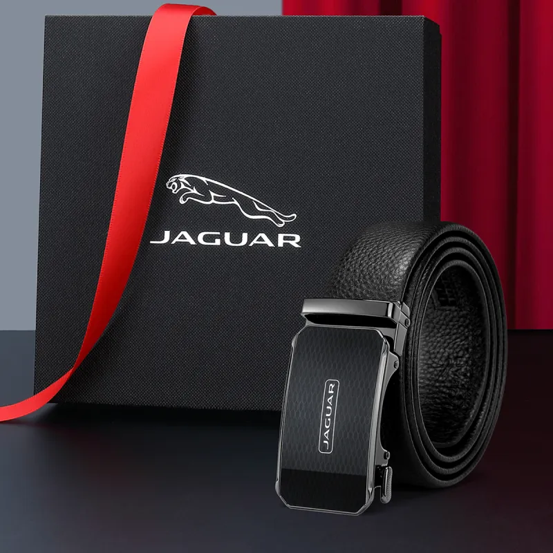 JAGUAR Cow Leather Leather Belts Men's Black Width  3.5cm-5
