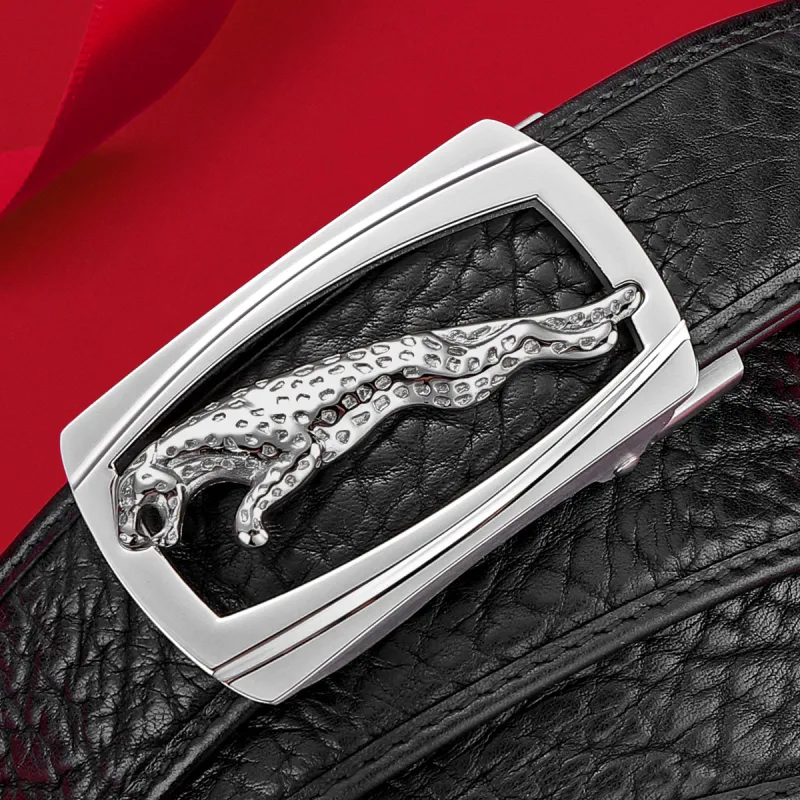 JAGUAR Cow Leather Belts Men's Black 3.40cm-6
