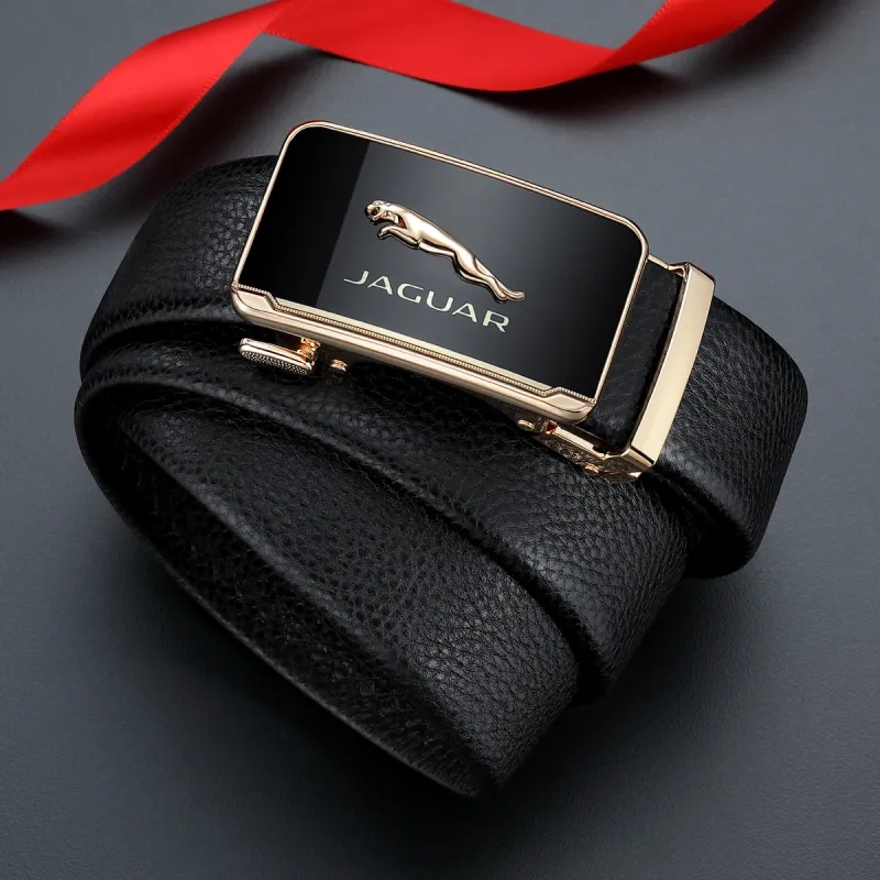 JAGUAR Cow Leather Leather Belts Men's Black 3.55CM-5
