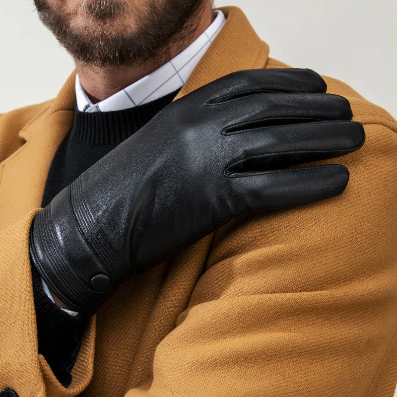 PIERRE CARDIN Sheepskin Gloves Men's Black-4