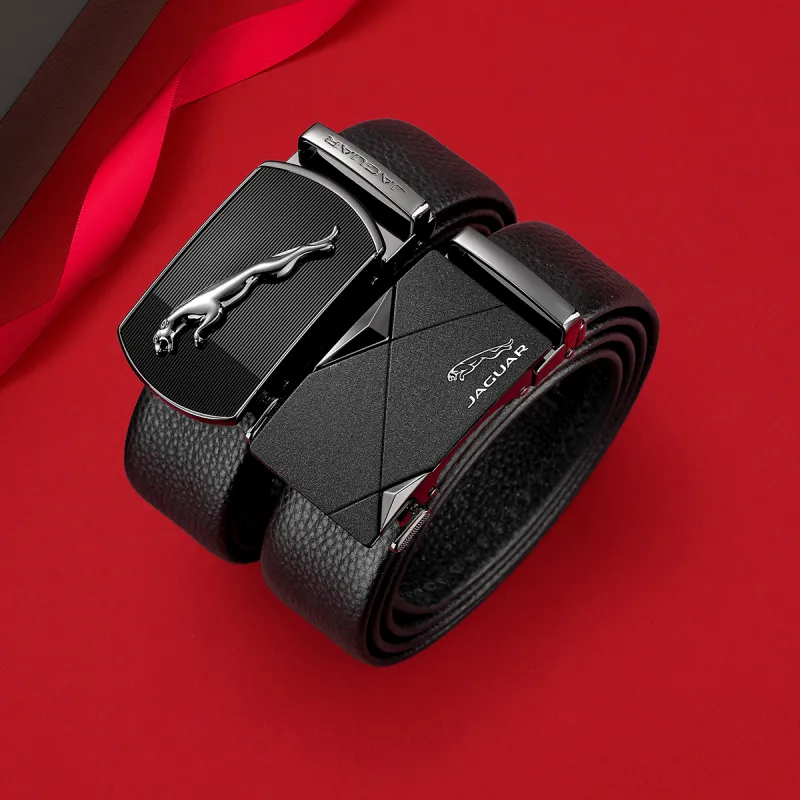 JAGUAR Top Grain Cow Leather Belts Men's Black Width  3.5cm-5