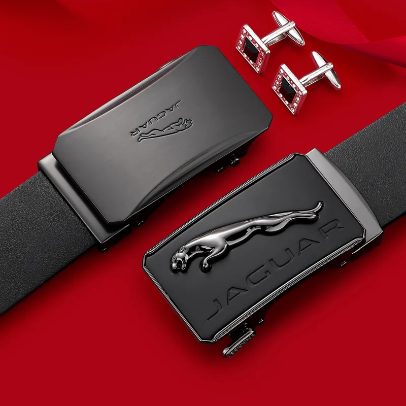 JAGUAR Split Cow Leather Belts Men's Black 3.5cm-6