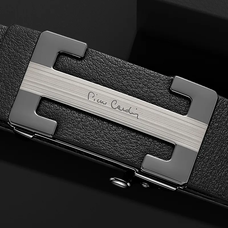 PIERRE CARDIN Cow Head Leather Belts Men's Black 3.4cm-6