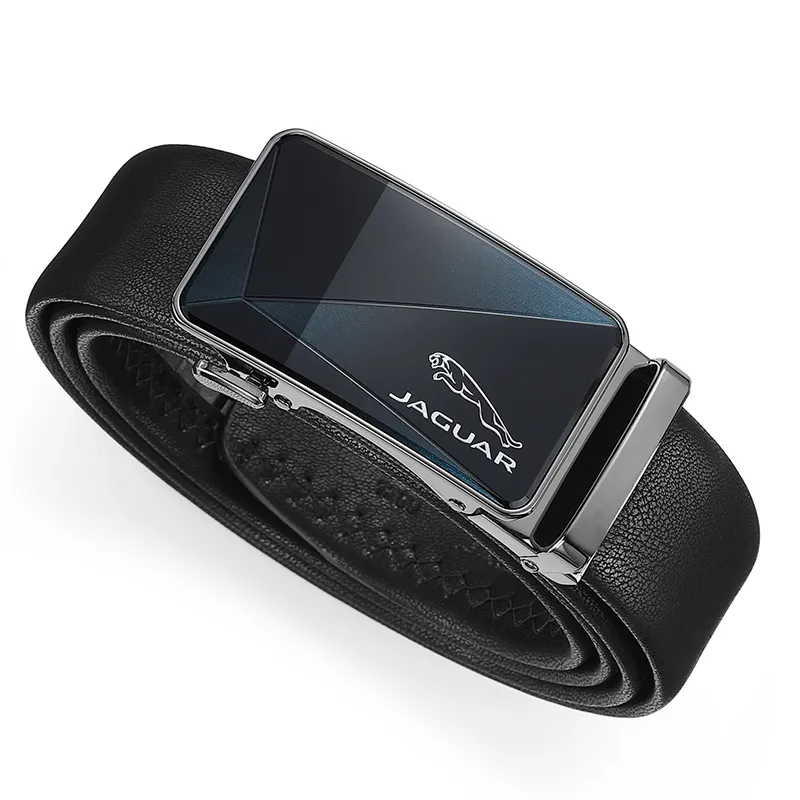 JAGUAR Luxe Business Casual Automatic Buckle Cow Leather Leather Belts Men's Black Width  3.5cm-3