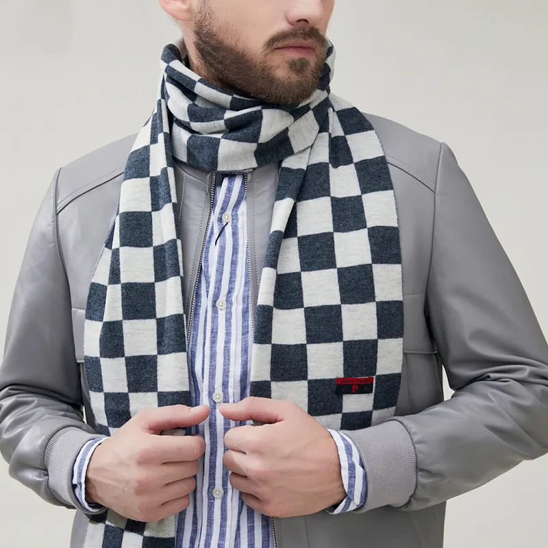 PIERRE CARDIN Wool Knit Scarves Men's Light Gray-1
