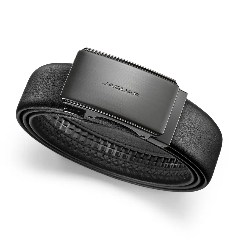 JAGUAR Top Grain Cow Leather Belts Men's Black 3.55cm-7