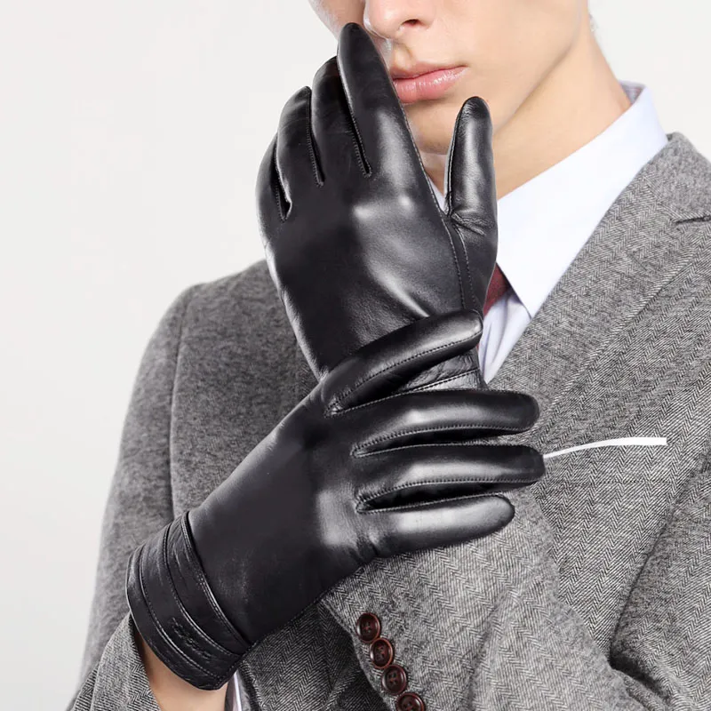 PIERRE CARDIN Sheepskin Gloves Men's Black-2