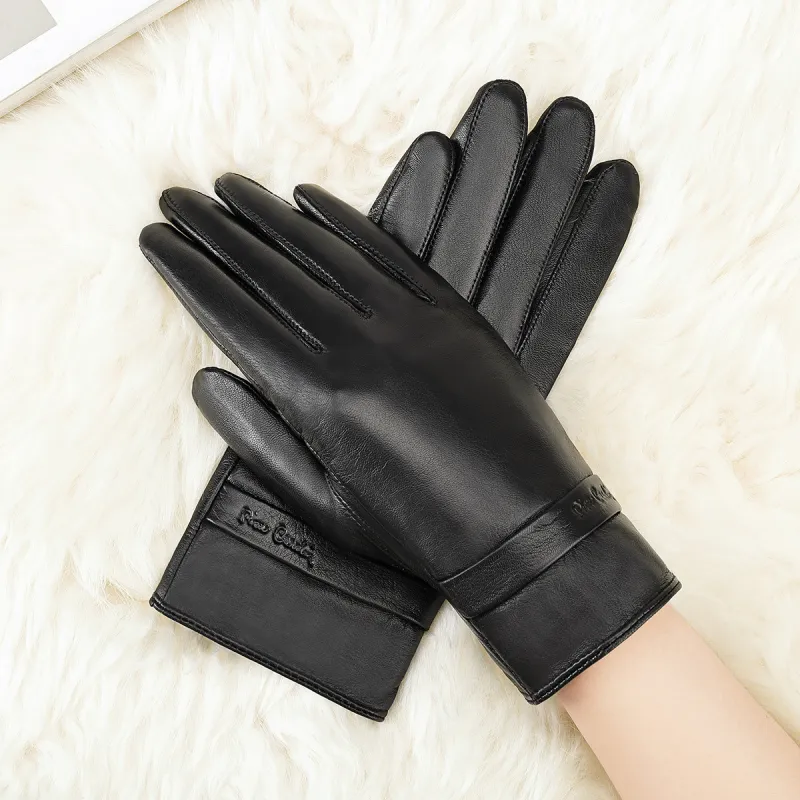 PIERRE CARDIN Sheepskin Gloves Women's Black-4