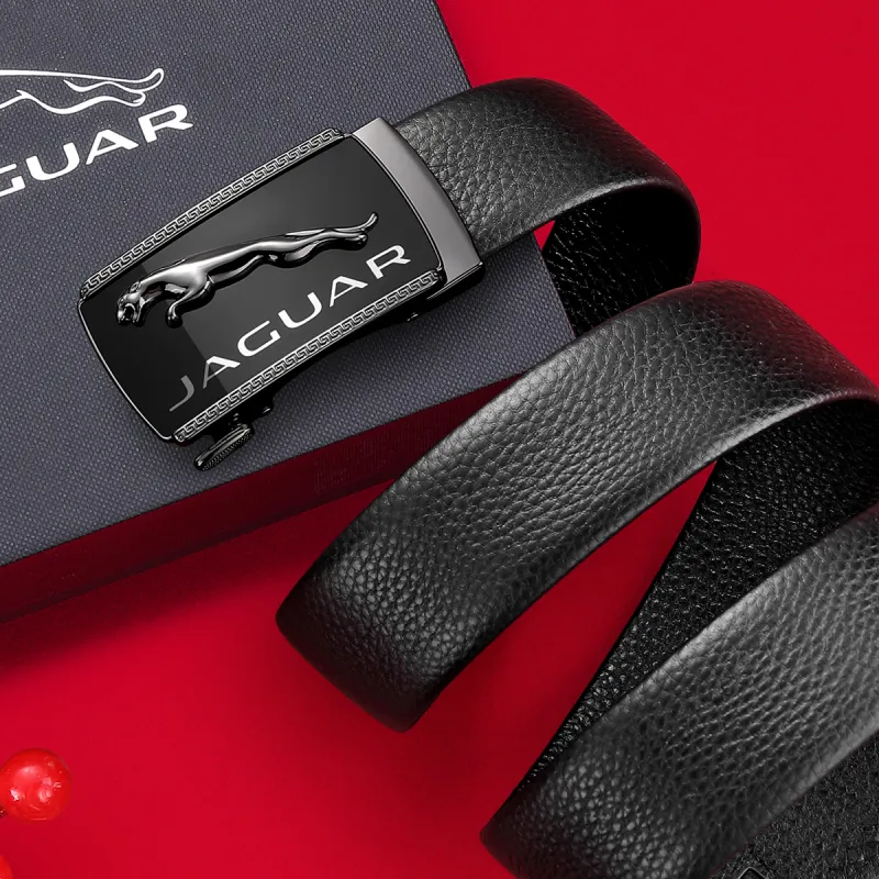 JAGUAR Top Grain Cow Leather Belts Men's Black 3.5cm-4