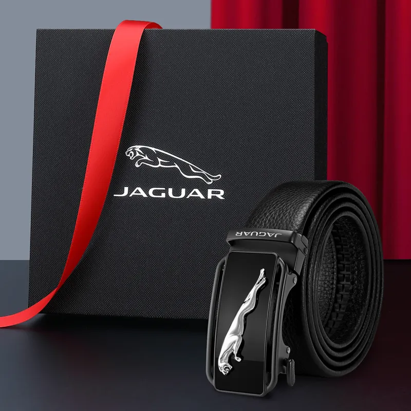 JAGUAR Cow Leather Leather Belts Men's Black Width 35.0mm-5