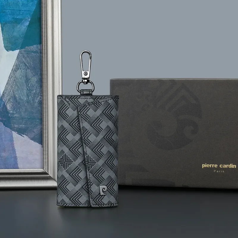 PIERRE CARDIN Fabric Key Pouch Men's Gray-4