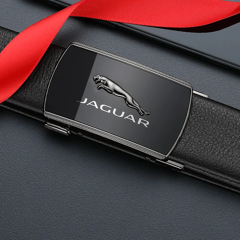 JAGUAR Top Grain Cow Leather Belts Men's Black Width 3.5cm-2