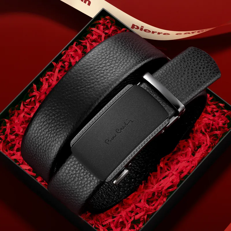 PIERRE CARDIN Top Grain Cow Leather Belts Men's Width  3.45CM Gift Box Set-4