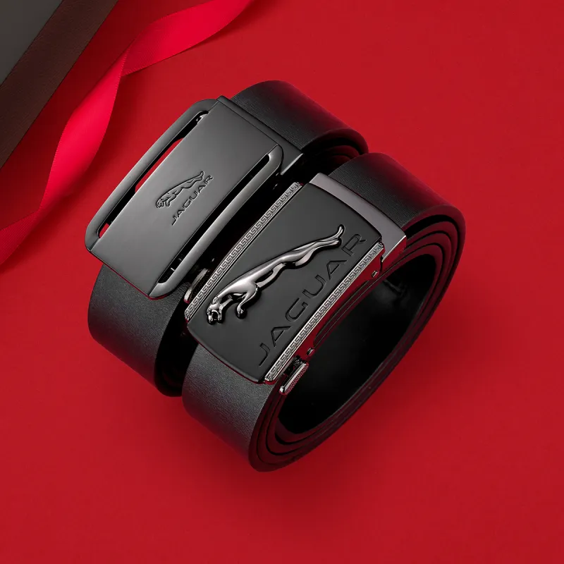 JAGUAR Split Cow Leather Belts Men's Black 3.5cm-6