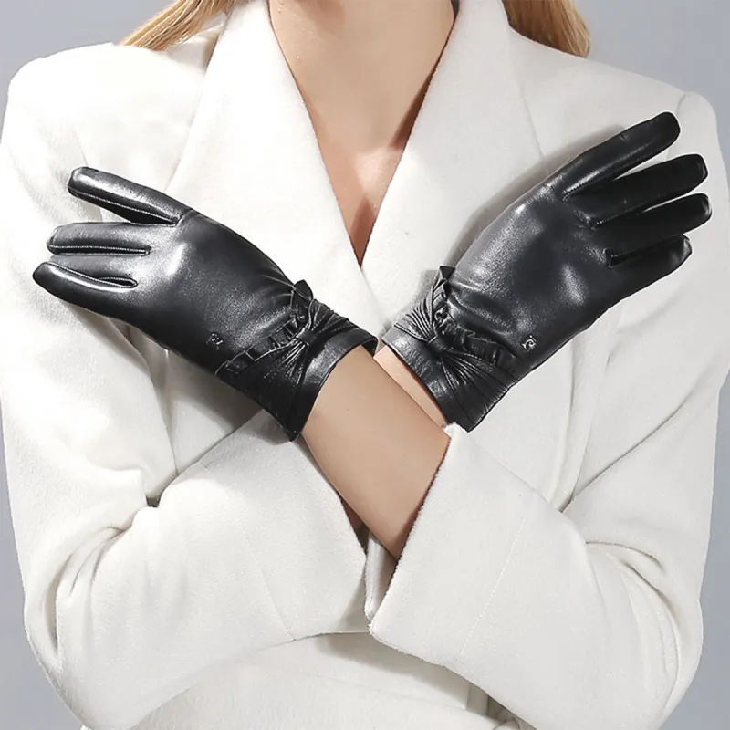 PIERRE CARDIN Goatskin Gloves Women's Black-1
