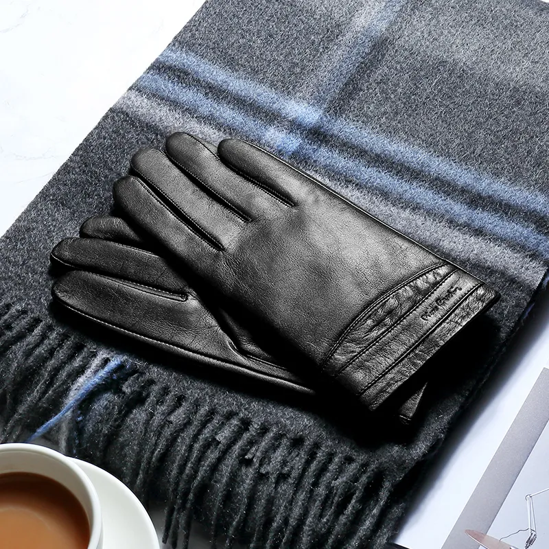 PIERRE CARDIN Sheepskin Gloves Men's Black-1