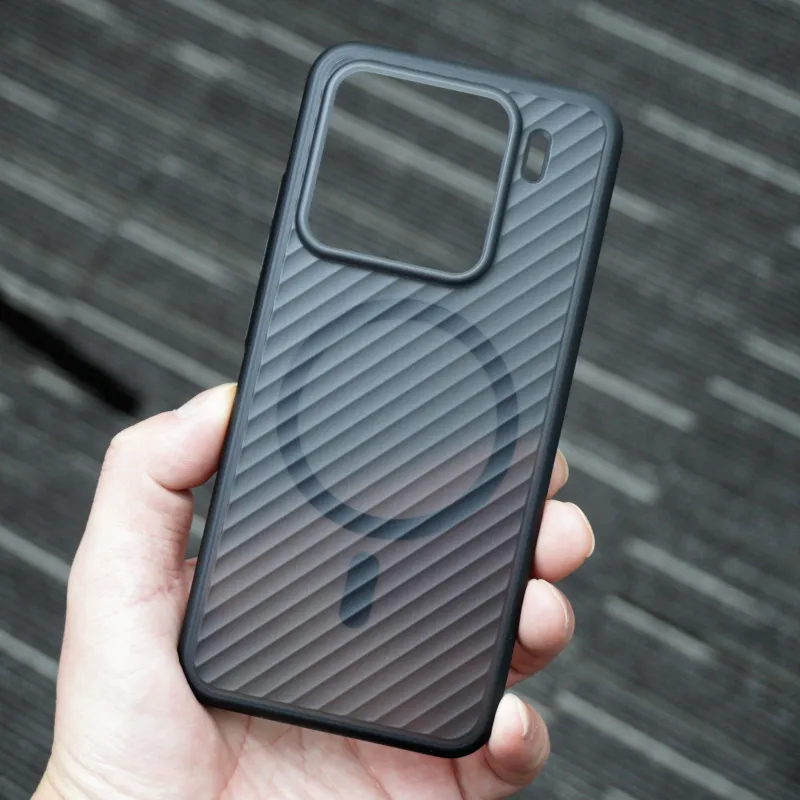 PENGKEXING PC Material Corrugated Grating Magnetic Phone Cases Compatibility With Xiaomi 14 Pro/15/Ultra-8