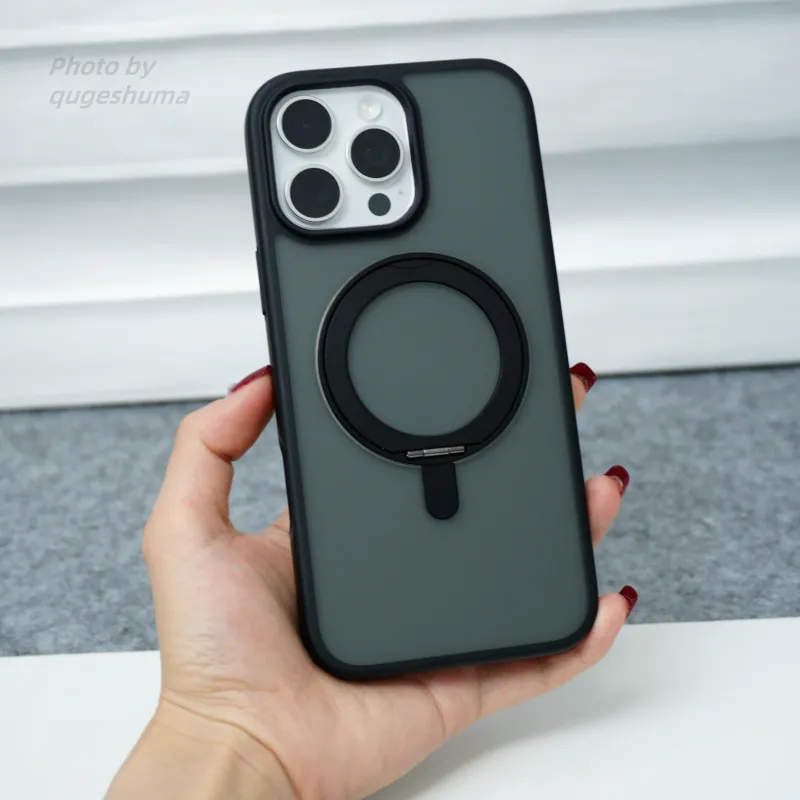 PENGKEXING PC Material 360° Pivot Shell Matte Magnetic Phone Cases Compatible With IPhone 16 Pro Max/15/14/13-1