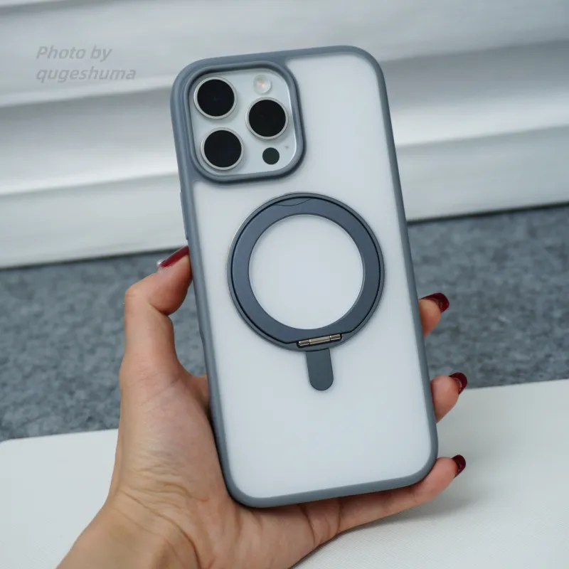 PENGKEXING PC Material 360° Pivot Shell Matte Magnetic Phone Cases Compatible With IPhone 16 Pro Max/15/14/13-3