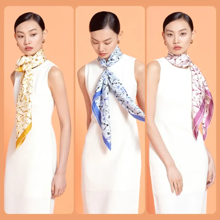 CH＇IN MELODY Silk Scarves Women's-5