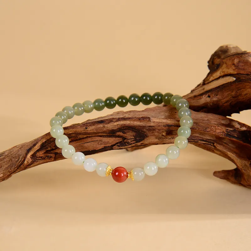 Palace And Amulet Hetian Jade Bracelets Pale Greenish White Jade Women's-1
