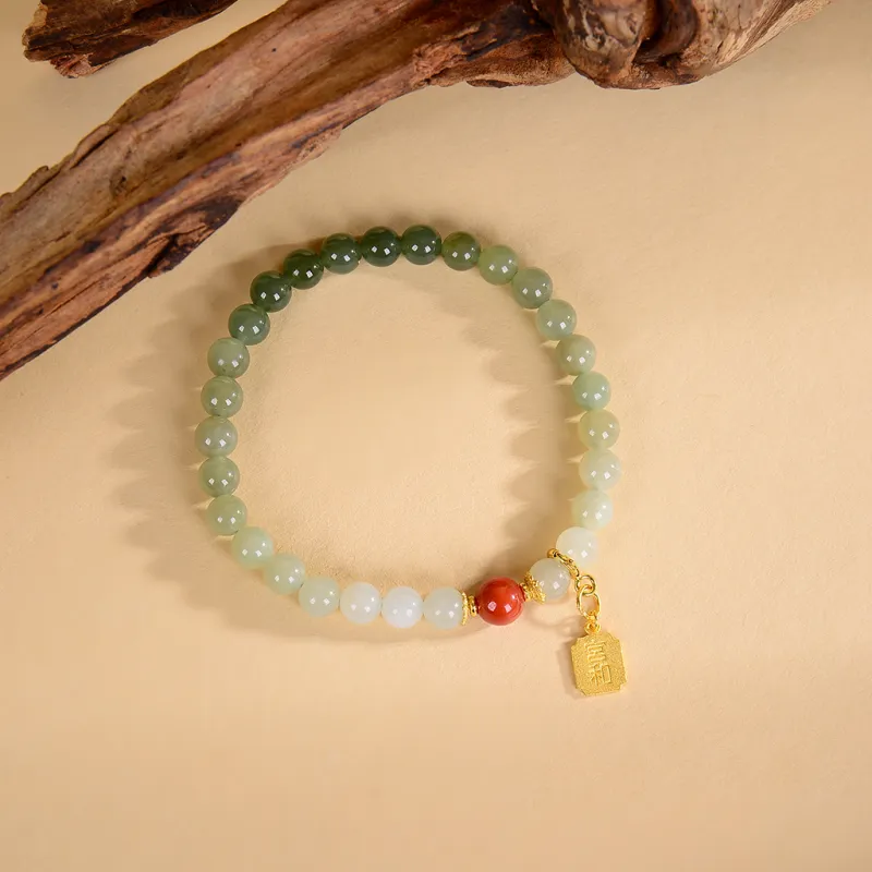 Palace And Amulet Hetian Jade Bracelets Pale Greenish White Jade Women's-3