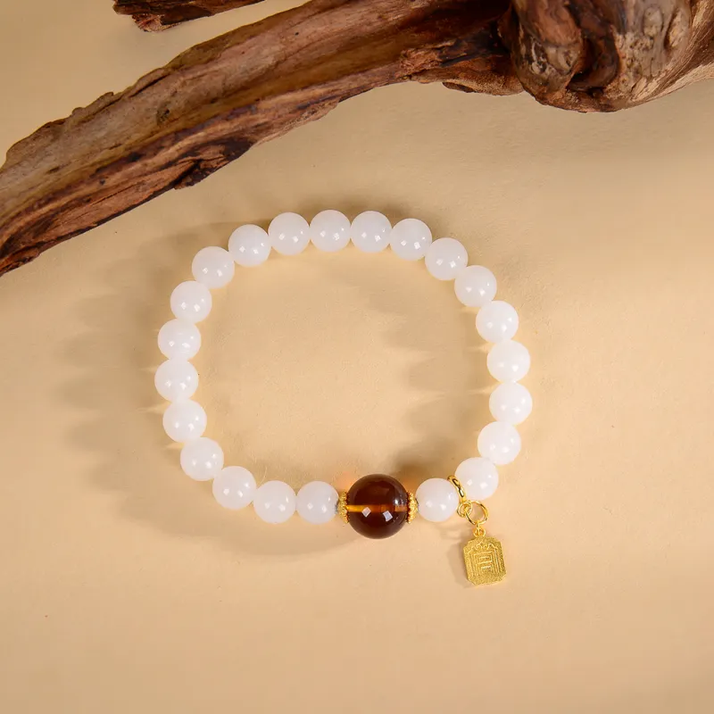 Palace And Amulet Hetian Jade Bracelets White Jade Unisex-3