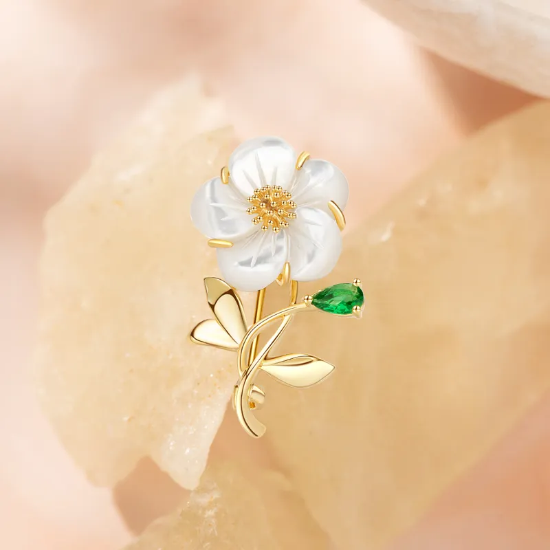 Huaying White Mother Of Pearl Brooches Women's-3