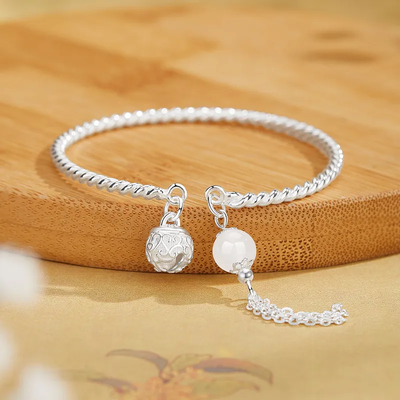 Huaying S999 Fine Silver Bangles Women's Good Luck-3