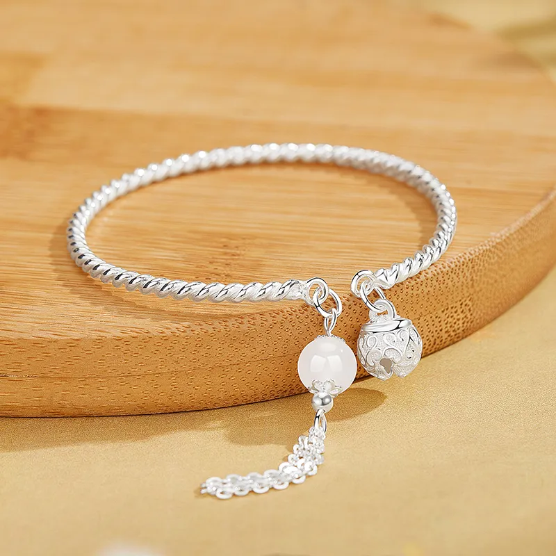 Huaying S999 Fine Silver Bangles Women's Good Luck-6
