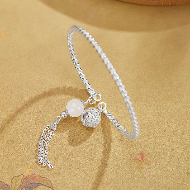 Huaying S999 Fine Silver Bangles Women's Good Luck-5