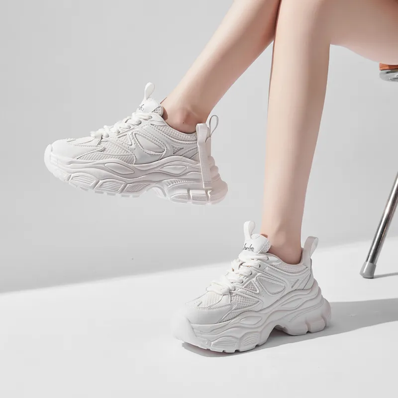 SOBB Cushioned Wear-Resistant Breathable Moisture-Wicking Low-Top Chunky Sneakers 4cm Women's-13