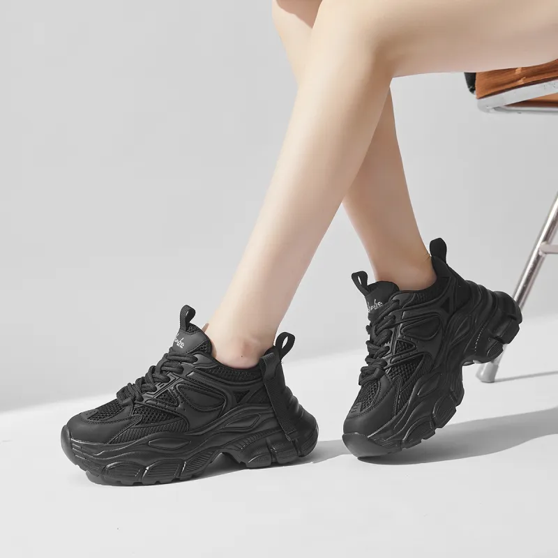SOBB Cushioned Wear-Resistant Breathable Moisture-Wicking Low-Top Chunky Sneakers 4cm Women's-3