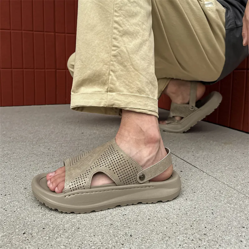 SOBB Beach Sandals Men Gray/Olive Green/Black-1