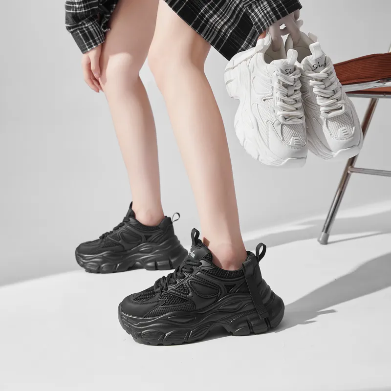 SOBB Cushioned Wear-Resistant Breathable Moisture-Wicking Low-Top Chunky Sneakers 4cm Women's-11