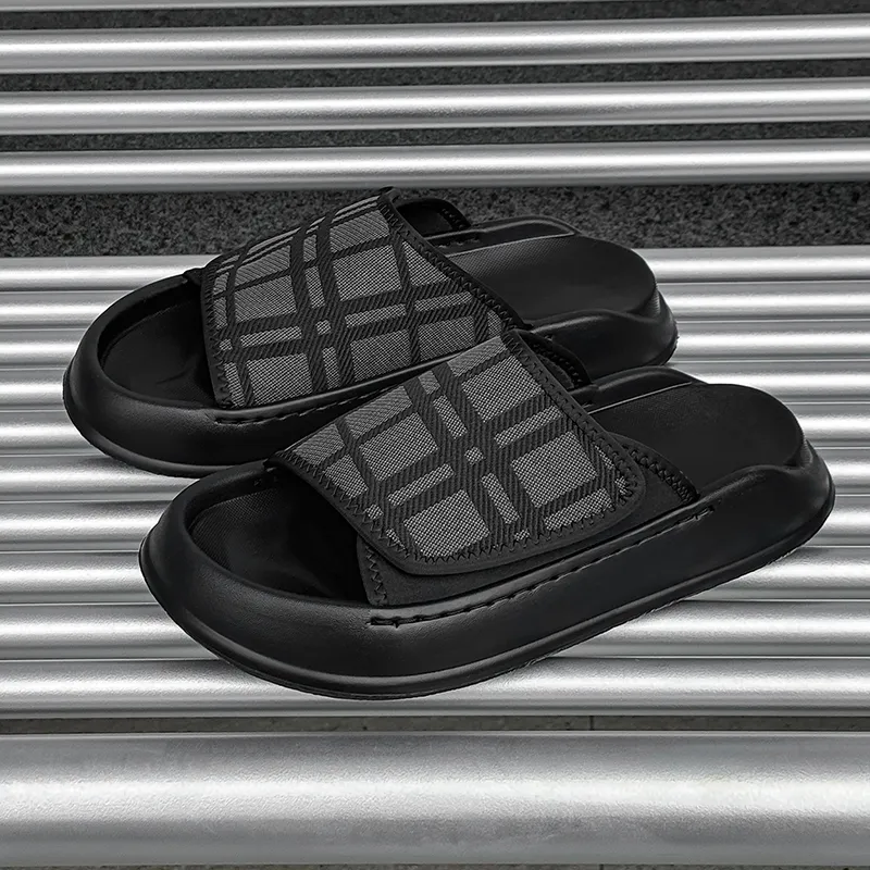SOBB Slip Resistant Abrasion Resistant Cushioning Slide Slippers Men's Black-1