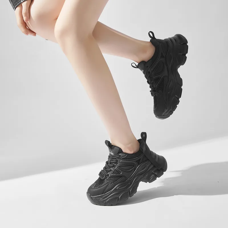 SOBB Cushioned Wear-Resistant Breathable Moisture-Wicking Low-Top Chunky Sneakers 4cm Women's-7