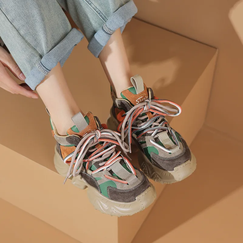 SOBB Cushioned Anti-Slip Wear-Resistant Waterproof And Breathable Mid-Top Casual Shoes 7cm Women's-1