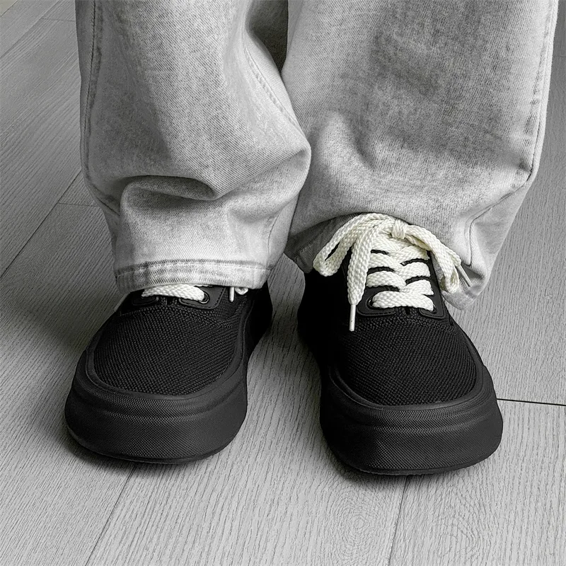 SOBB Waterproof Height Increase Low Top Skateboard Shoes Unisex Black-1