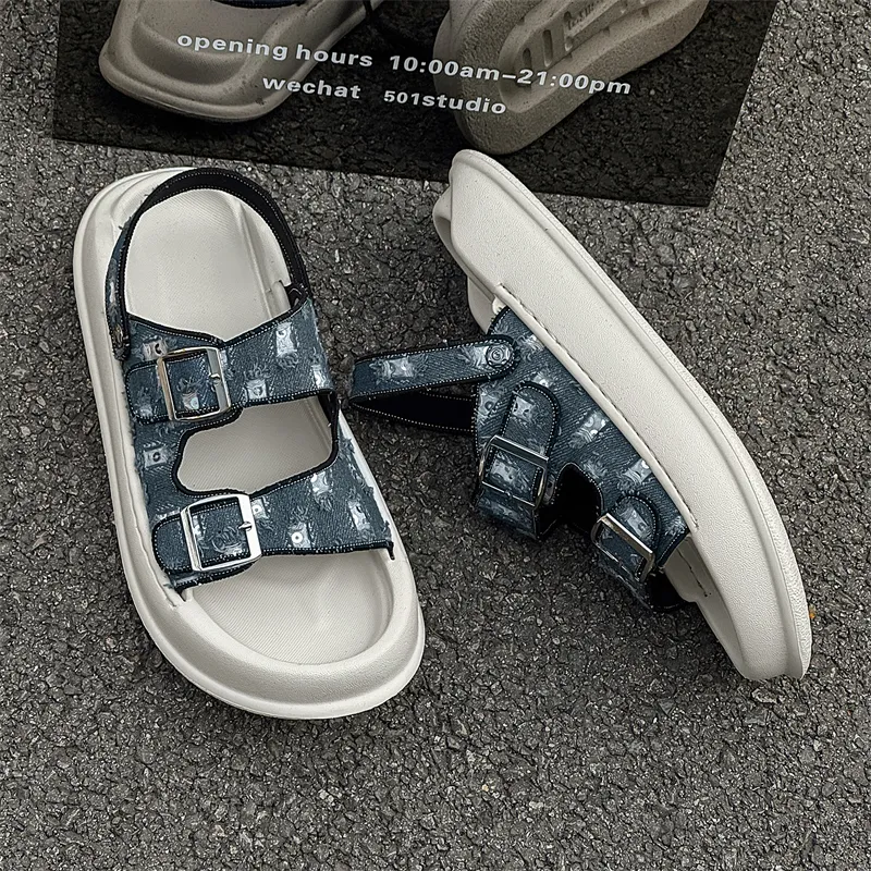 SOBB Beach Sandals Men Black/Blue-9
