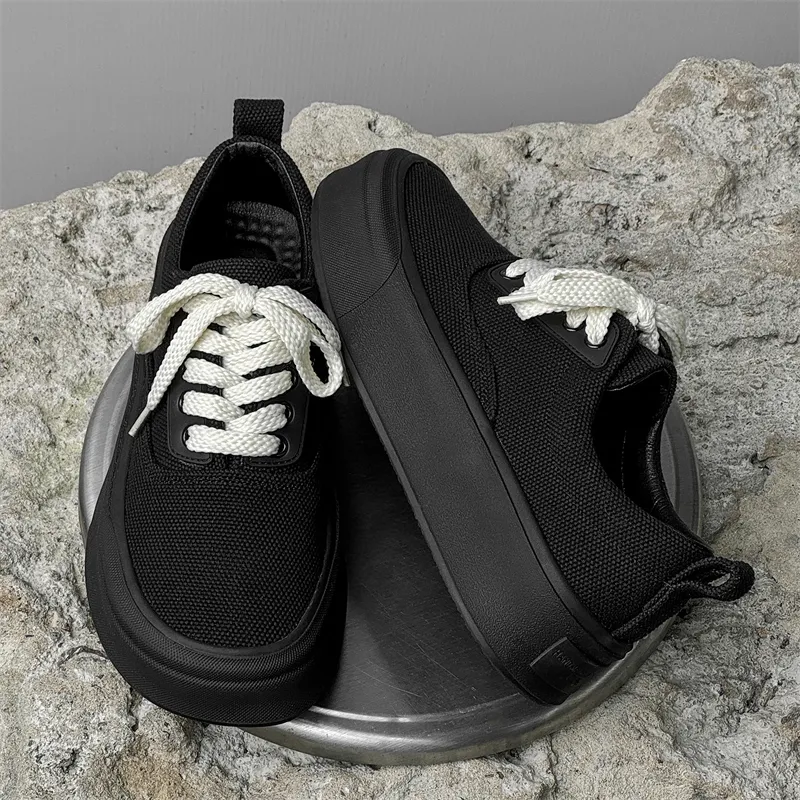 SOBB Waterproof Height Increase Low Top Skateboard Shoes Unisex Black-9
