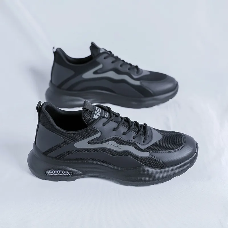 SOBB Shock Absorbers With Slip Resistant And Abrasion Resistant Properties Low Top Casual Shoes Men's Black-2