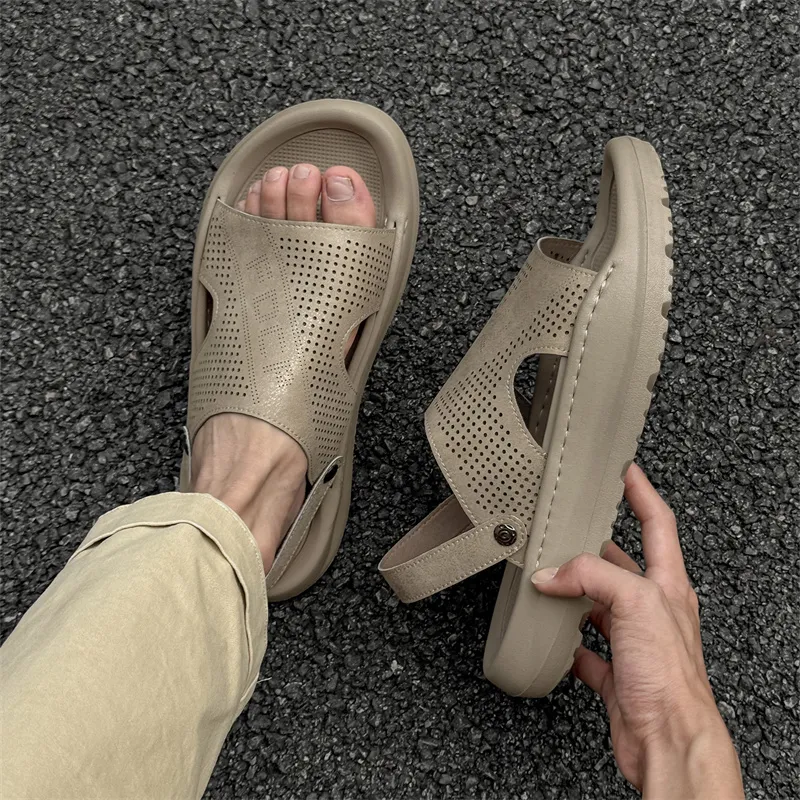 SOBB Beach Sandals Men Gray/Olive Green/Black-2
